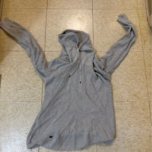 Ralph Lauren pullover sweater hoodie knitted with drawstrings - gray size M